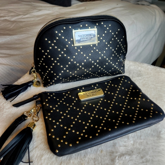Victoria's Secret Handbags - 2 Pack! Victoria's Secret Studded Cosmetic Bag with matching Clutch Wristlet
